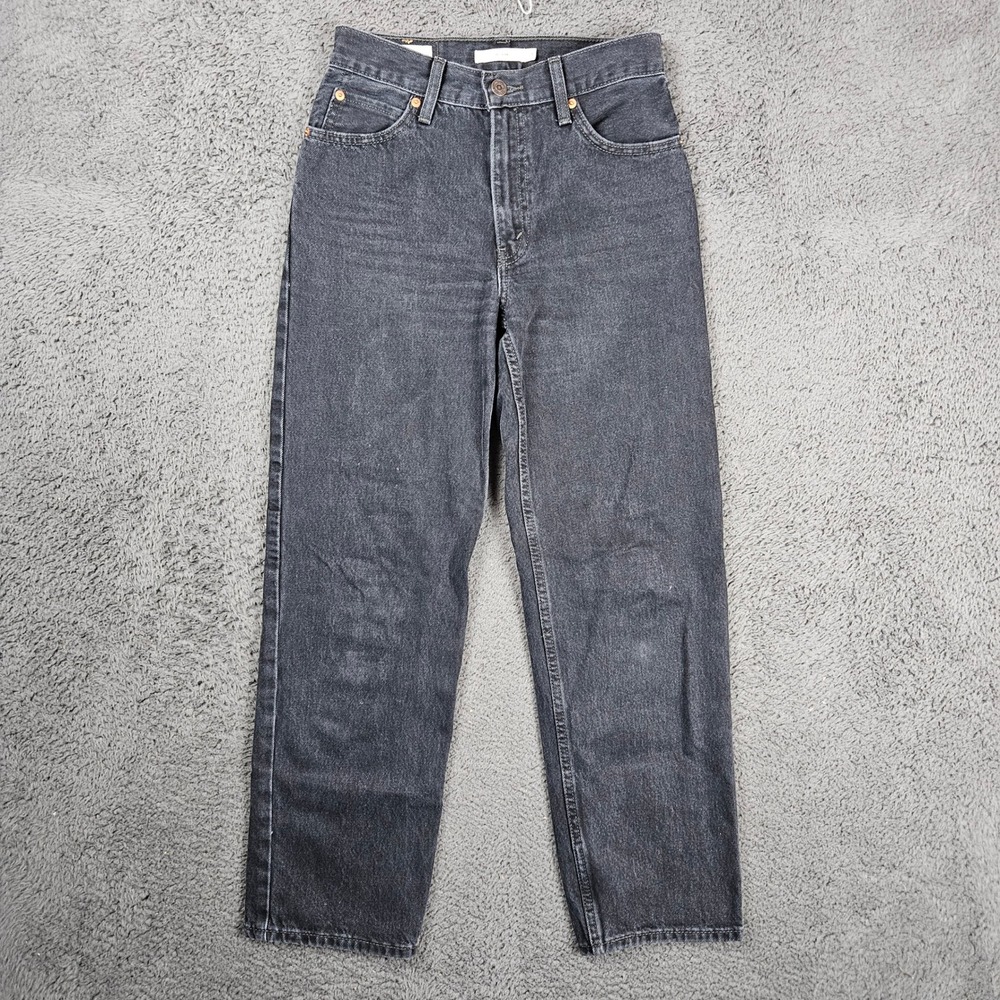 Levis Premium Dad Jean Womens 25 Dark Gray Washed Straight Leg Denim
